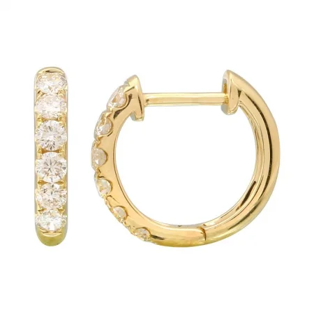 Trendy Drop Earrings For Formal Occasions-14K Yellow Gold Diamond Huggie Earrings