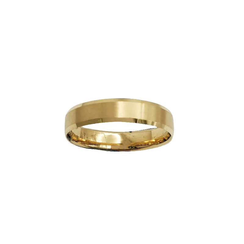 Simple Gold Wedding Bands For Minimalist Style-Beveled-Edge Satin Finish Wedding Band (18K)