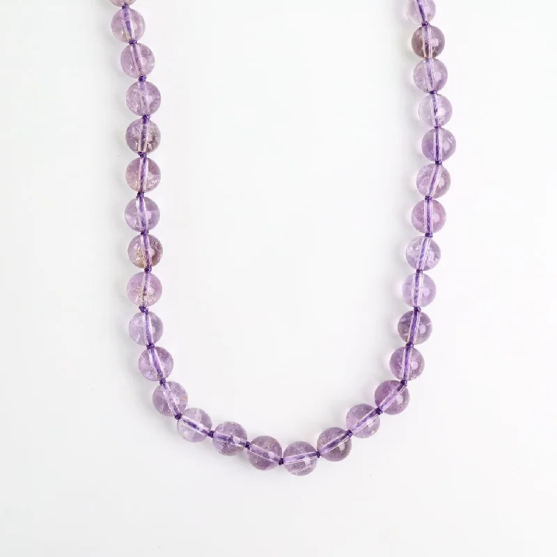 Sterling Silver Necklaces For Sensitive Skin-Hand Knotted Amethyst Necklace