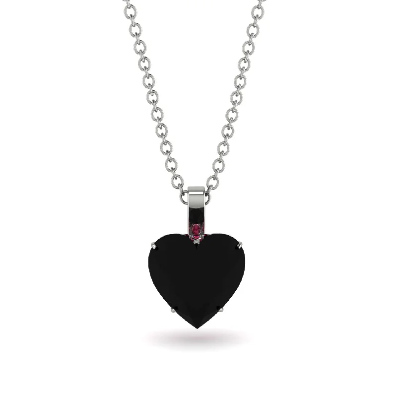 Custom Nameplate Necklaces For Personalized Style-Heart Black Diamond Necklace - Noelle No. 54