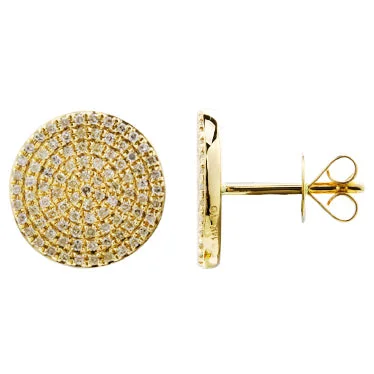 Crystal Bead Earrings For Sparkling Looks-14K Yellow Gold Diamond Large Disc Earrings