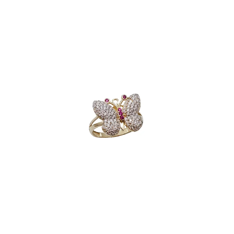 Vintage Gemstone Engagement Rings For Brides-Cubic Zirconia Butterfly Ring (14K)