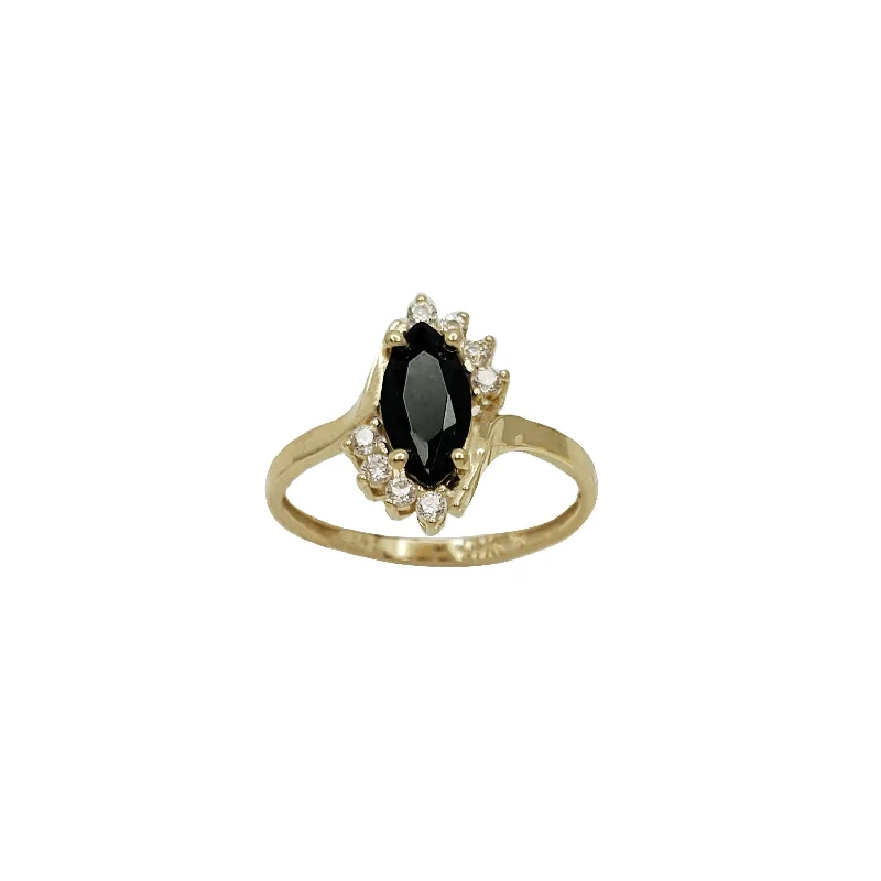 Bold Statement Rings For Fashionistas-Black Zirconia Lady Ring (14K)