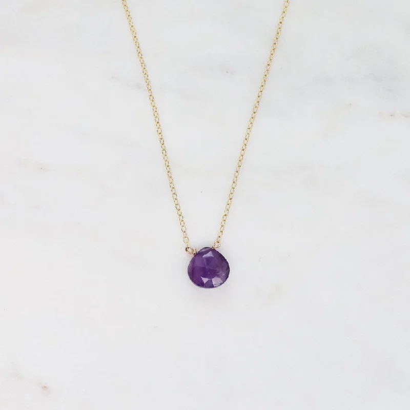 Vintage Crystal Necklaces For Glamorous Wear-Gold Filled Chain with Amethyst Brio Necklace