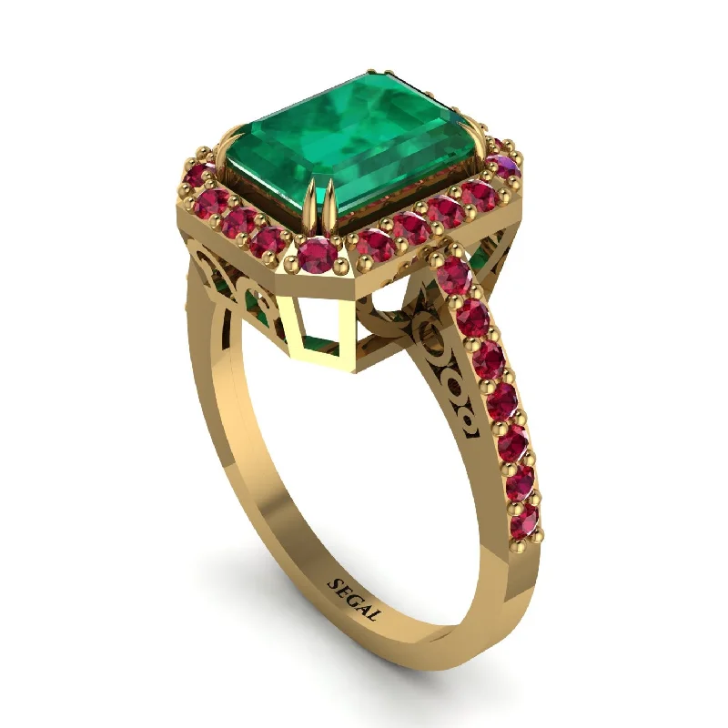 Stunning Gold Engagement Rings For Brides-Emerald Cut Emerald Vintage-Inspired Engagement Ring - Addilyn No. 49