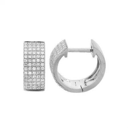 Affordable Earrings For Everyday Use-14k White Gold Diamond Huggie Earrings