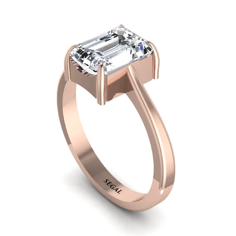 Unique Sterling Silver Rings For Special Occasions-Emerald Cut Diamond Solitaire Engagement Ring - Lana No. 2