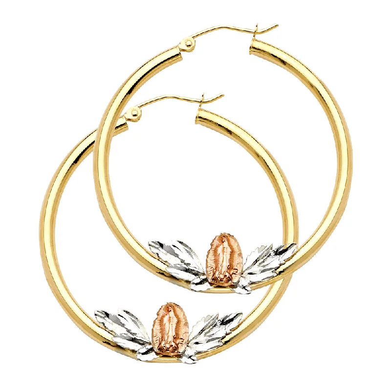 Elegant Crystal Earrings For Special Occasions-14K Guadalupe Hoop Earrings