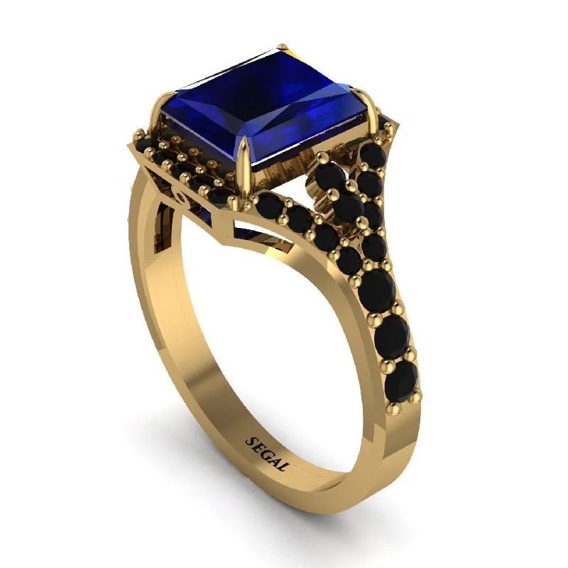 Personalized Promise Rings For Special Occasions-Radiant Cut Sapphire 14K Halo Engagement Ring - Cassidy No. 43