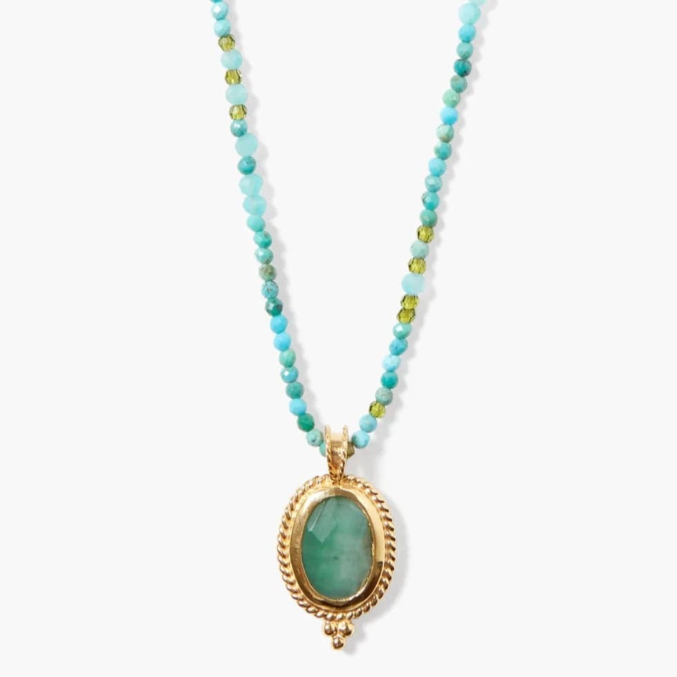 Trendy Crystal Bar Necklaces For Bold Look-Calypso Necklace Turquoise Mix