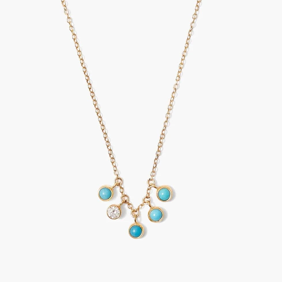 Classic Gold Pendant Necklaces For Formal Wear-Delilah Charm Necklace Turquoise Mix