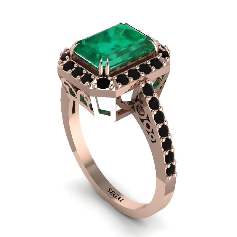 Custom Promise Rings For Personalized Style-Emerald Cut Emerald Vintage-Inspired Engagement Ring - Addilyn No. 35