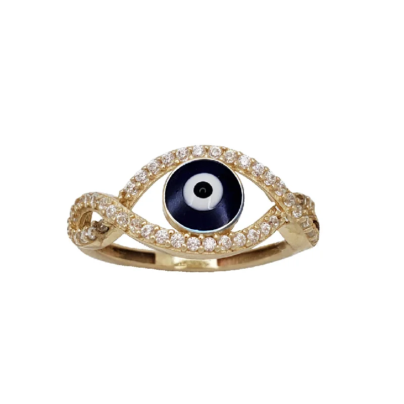 Customizable Gold Rings For Personal Style-Zirconia Evil Eye Ring (14K)