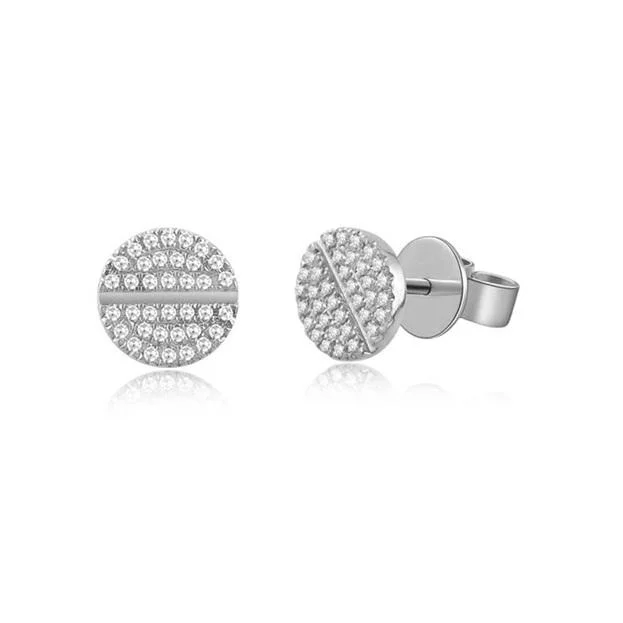 Vintage Crystal Earrings For Romantic Looks-14K White Gold Diamond Screw Earrings