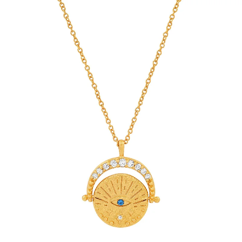 Classic Pearl Bar Necklaces For Timeless Elegance-Gold Coin Evil Eye Necklace