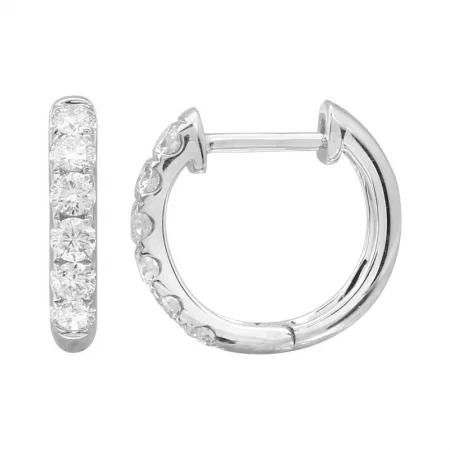 Lightweight Drop Earrings For Comfort-14K White Gold Diamond Huggie Earrings