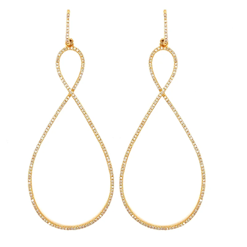 Simple Earrings For Everyday Wear-14K Yellow Gold Diamond Infinity Dangle Earrings