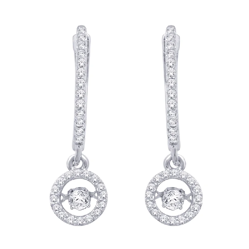 Luxury Diamond Earrings For Anniversary-10K White Gold 2/5 Ct.Tw. Moving Diamond Fashion Earrings