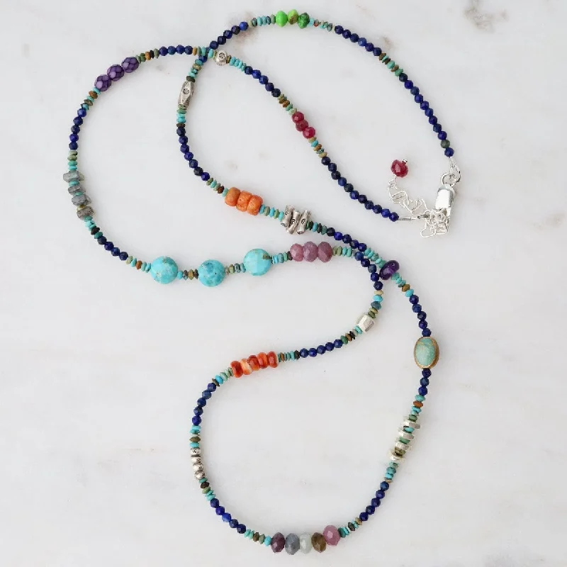 Gorgeous Crystal Chain Necklaces For Elegant Looks-Circus Train Lapis Necklace