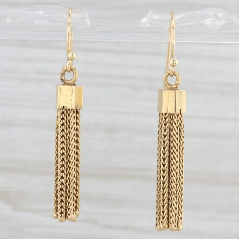 Large Resin Earrings For Artistic Fashion-Vintage Fringe Dangle Earrings 18k Yellow Gold Hook Posts