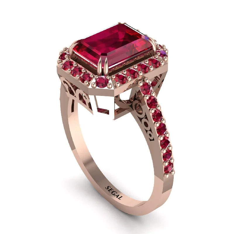 Stunning Engagement Rings For Brides-Emerald Cut Ruby Vintage-Inspired Engagement Ring - Addilyn No. 56