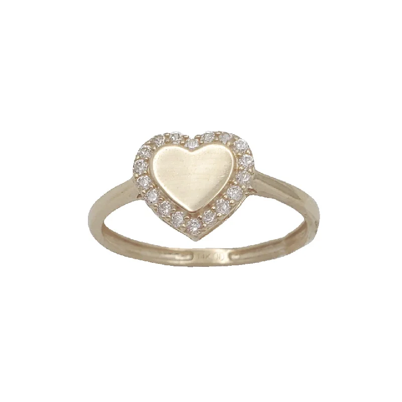 Unique Sapphire Engagement Rings For Brides-Zirconia Heart Ring (14K)