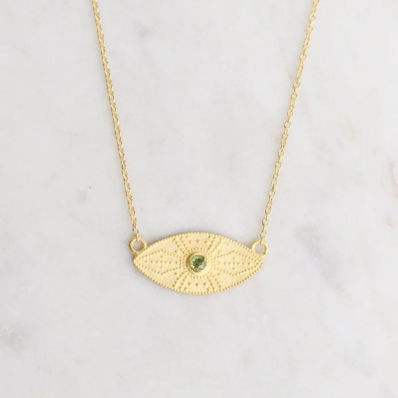 Long Chain Necklaces For Trendy Style-Peridot Ellipse Shaped Pendant Necklace