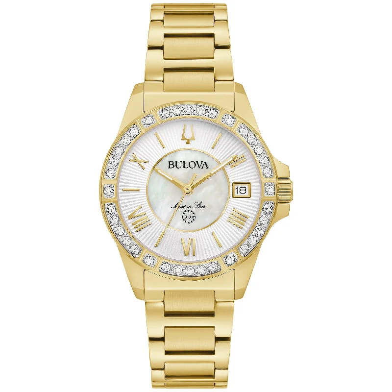 Watches With Cross Designs-Bulova Performance Marine Star Ladies Watch Stainless Steel