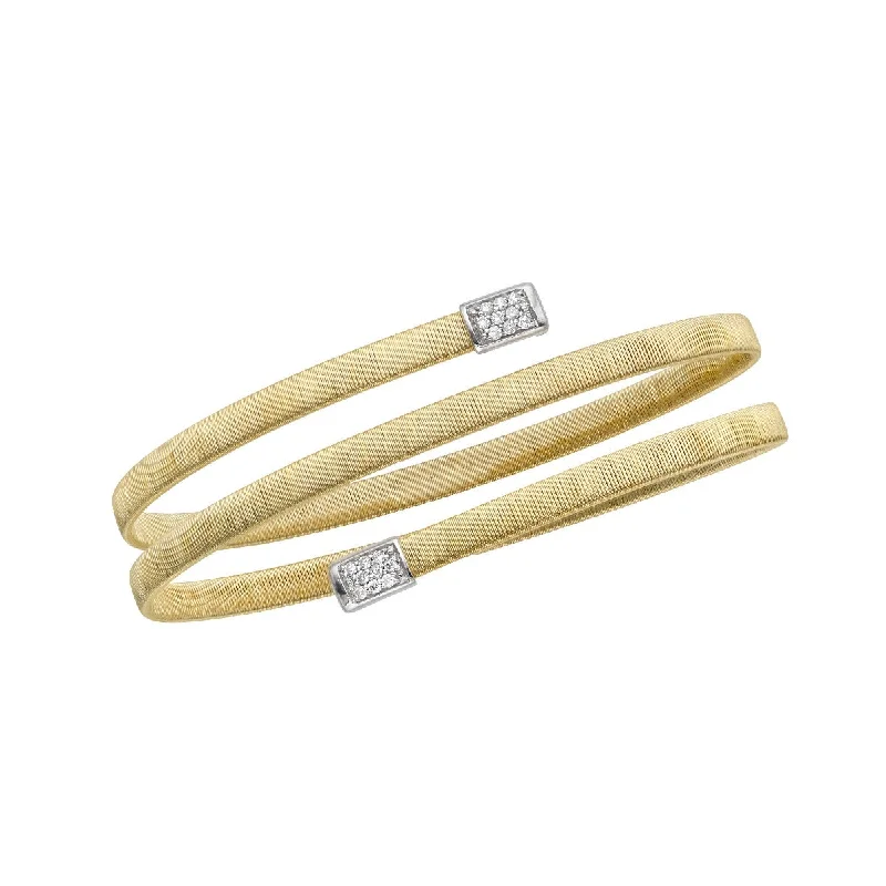 Bracelets With Flower Shapes-14K Yellow Gold .14CT Diamond Italian Silk Coil Wrap Bracelet TBG8342