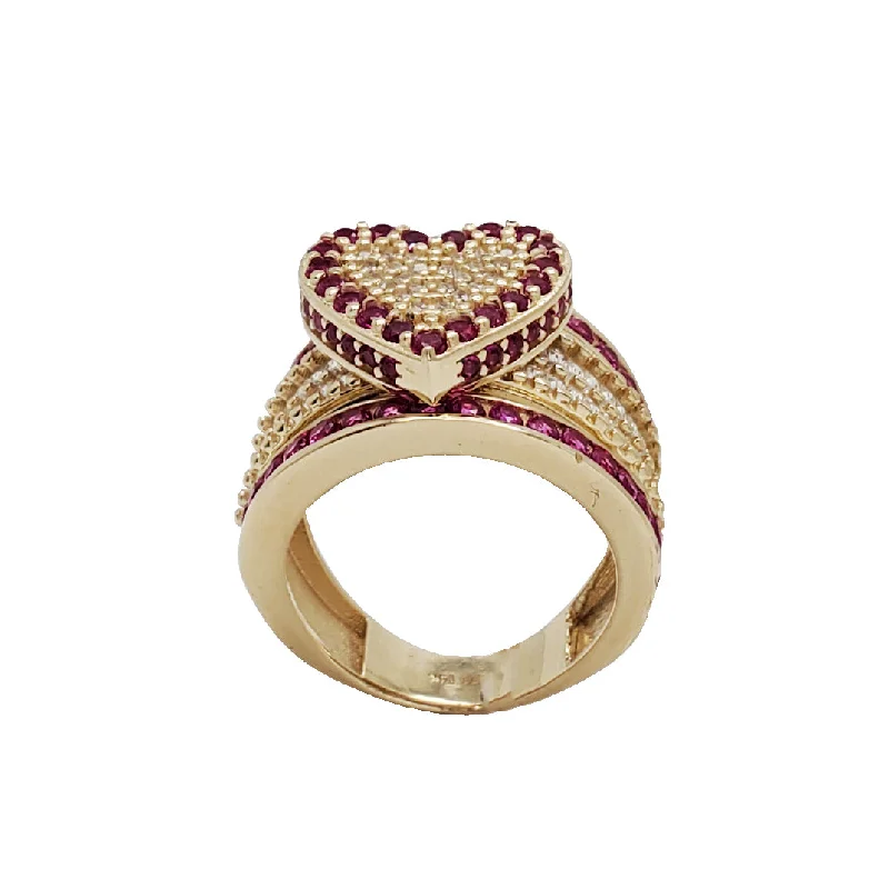 Unique Gold Rings For Bold Style-Zirconia Heart Ring (14K)