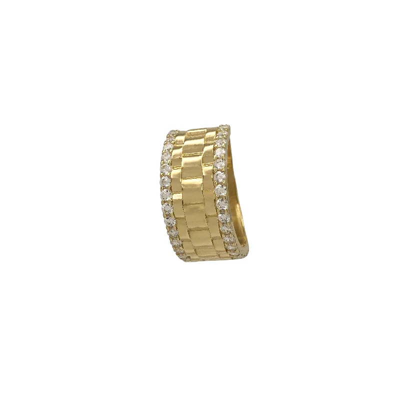 Simple Diamond Rings For Classic Fashion-Zirconia Watch Band Ring (14K)