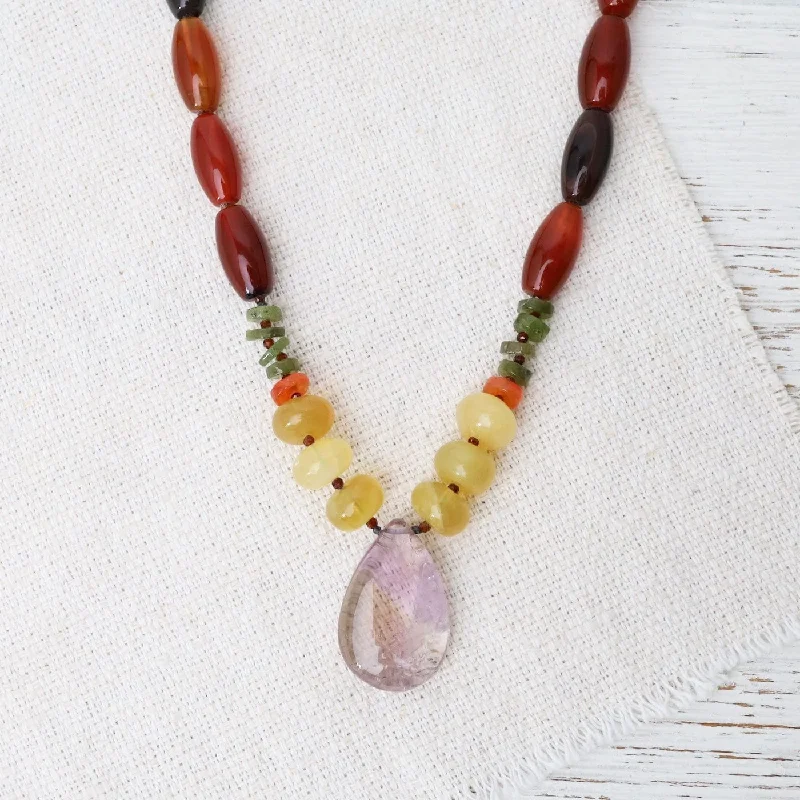 Modern Crystal Necklaces For Fashion Trends-Carnelian Mix Necklace