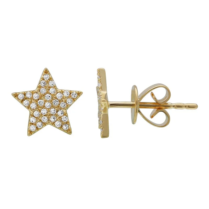 Bold Earrings For Fashion Lovers-14K Yellow Gold Large Diamond Star Earrings