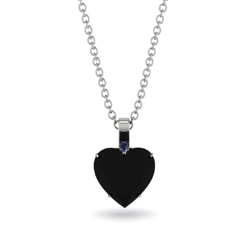 Layered Necklaces For Trendy Style-Heart Black Diamond Necklace - Noelle No. 69