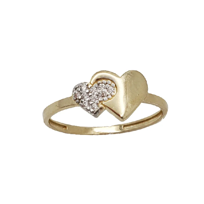 Classic Gold Cocktail Rings For Bold Glam-Zirconia Heart Ring (14K)