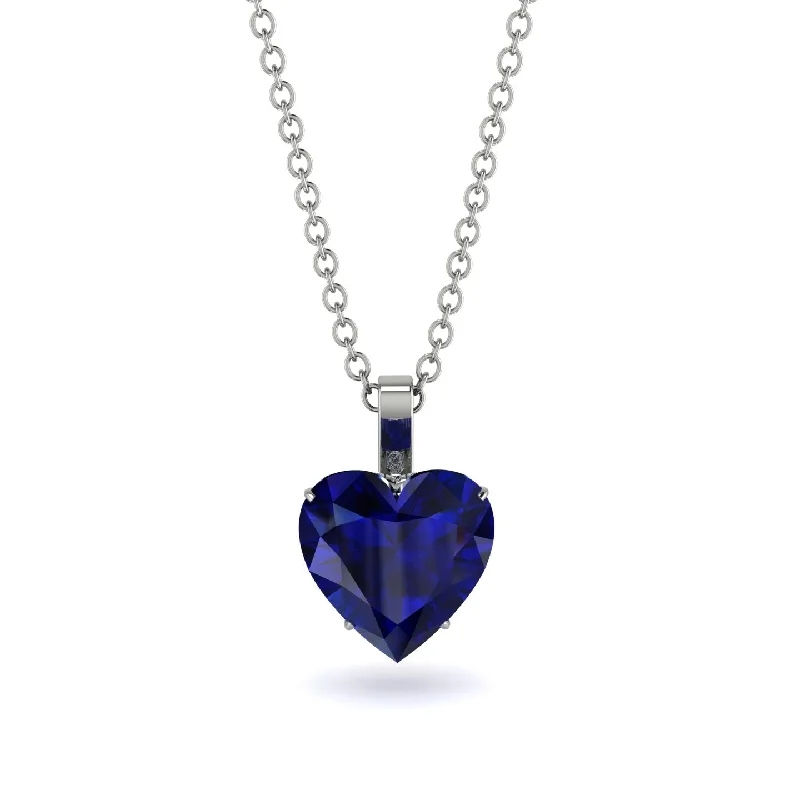 Long Chain Necklaces For Trendy Style-Heart Sapphire Necklace - Noelle No. 15