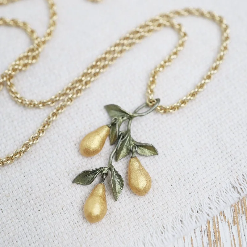 Layered Gold Necklaces For Bold Fashion-Golden Pear Long Pendant Long Necklace