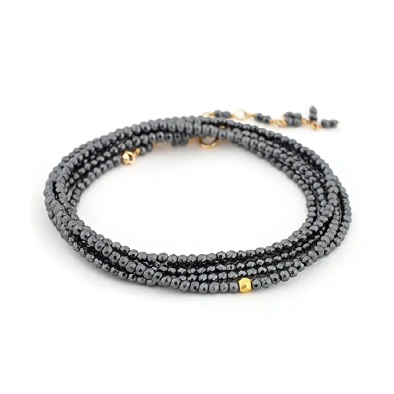 Beautiful Choker Necklaces For Fashion Statements-14k Hematite Wrap Bracelet & Necklace