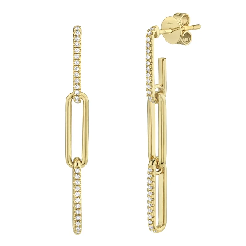 Stylish Hoop Earrings For Casual Looks-14K Yellow Gold Diamond Link Drop Earrings