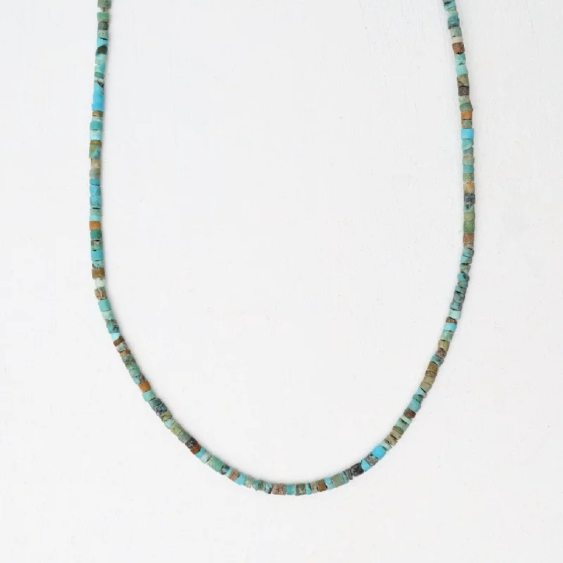 Long Silver Necklaces For Fashionistas-Afghan Turquoise Simple Stone Necklace