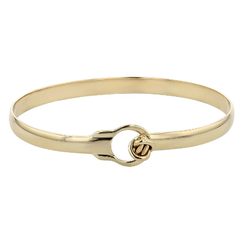 Bangles With Open Design-14K Yellow Gold Bangle Bracelet with Love Knot