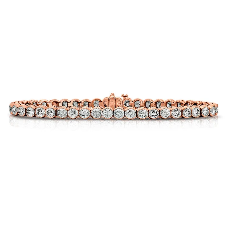 Bracelets With Matte Finish-14K Rose Gold Diamond Tennis Bracelet Z00121914