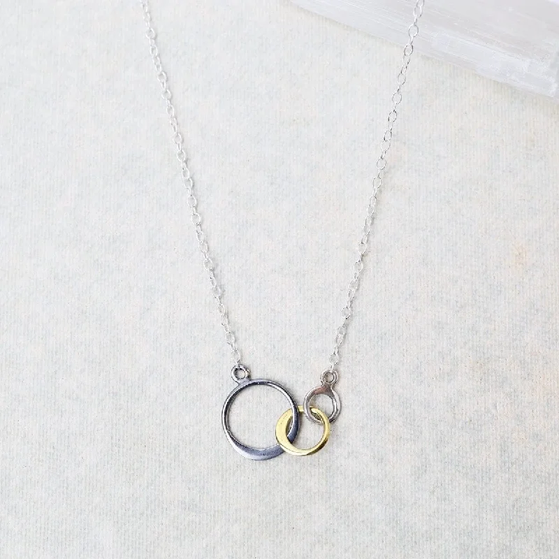 Gold Heart Necklaces For Romantic Occasions-Mixed Metal Circle of Life Necklace