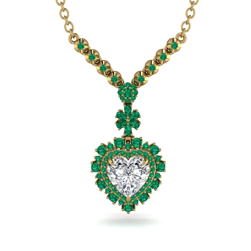 Trendy Bar Necklaces For Casual Looks-Heart Diamond Royal Vintage Gold Necklace - Gia No. 16