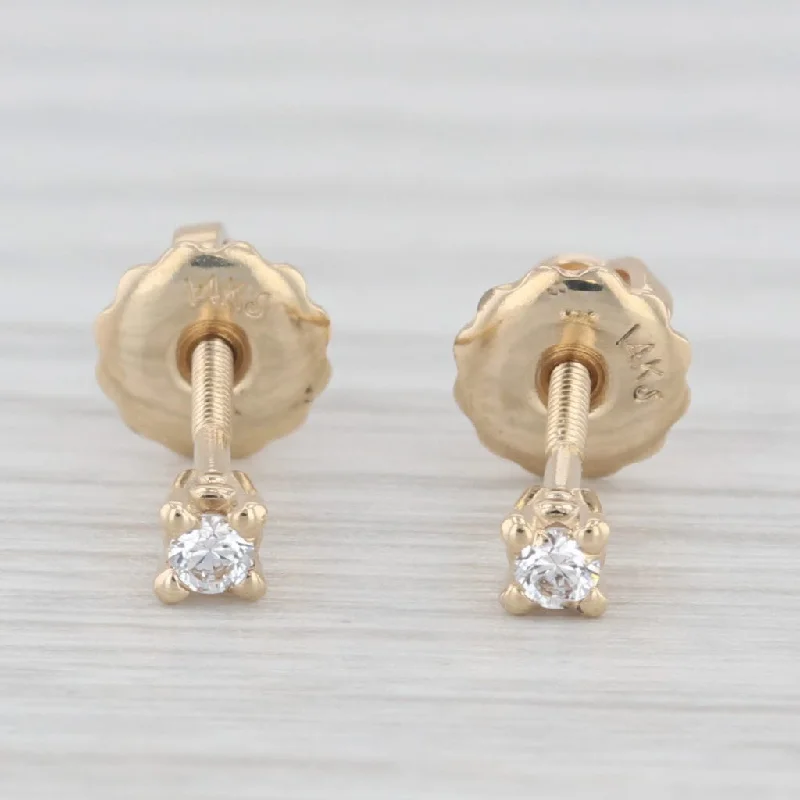 Unique Beaded Earrings For Playful Fashion-Round Cubic Zirconia Solitaire Stud Earrings 14k Yellow Gold