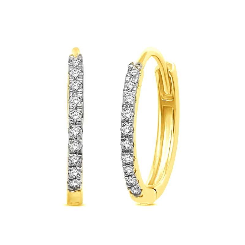 Crystal Bead Earrings For Sparkling Looks-14K Yellow Gold  1/10 Ct.Tw.Diamond Stackable Earrings