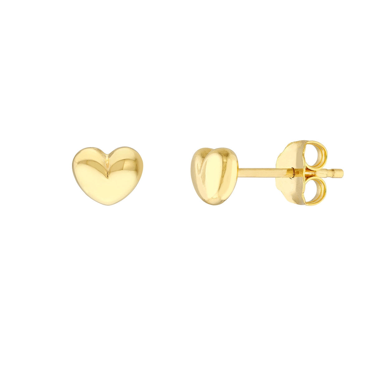 Personalized Birthstone Earrings For Gifts-14K Yellow Puffy Heart Stud Earrings