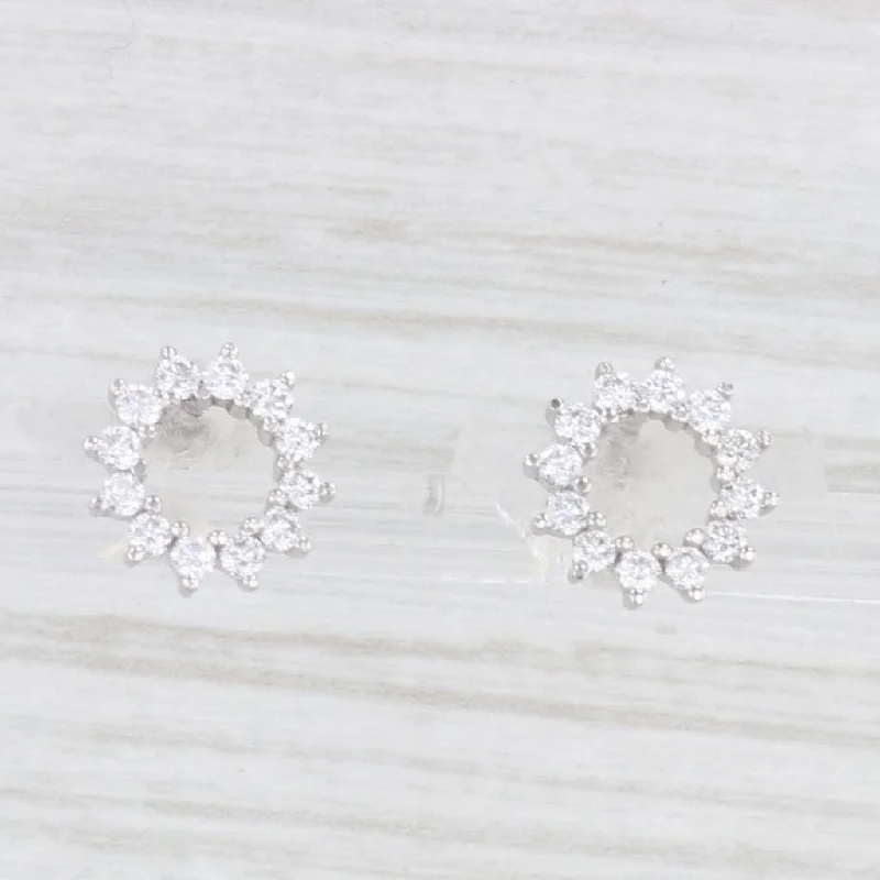 Silver Dangle Earrings For Evening Wear-New 0.48ctw Lab Created Diamond Eternity Circle Stud Earrings 14k White Gold