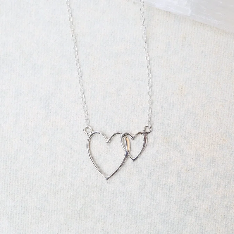 Trendy Crystal Necklaces For Casual Wear-Linked Hearts Necklace