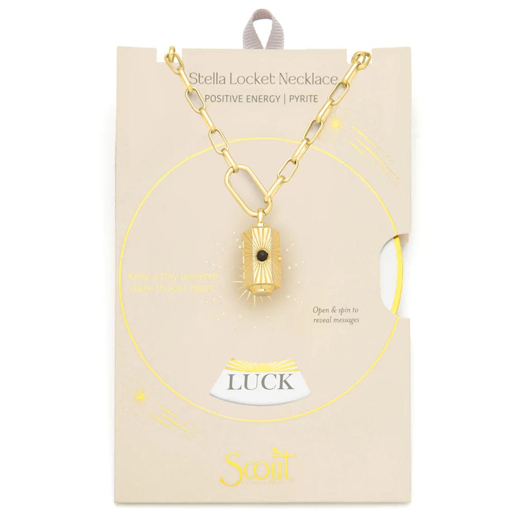 Layered Crystal Necklaces For Evening Glam-Positive Energy Stella Locket Necklace with Pyrite